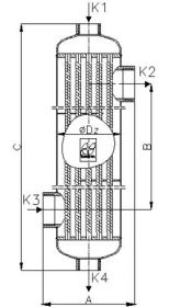 Nerezový svařovaný trubkový bazénový výměník tepla B-line, rozměry B250